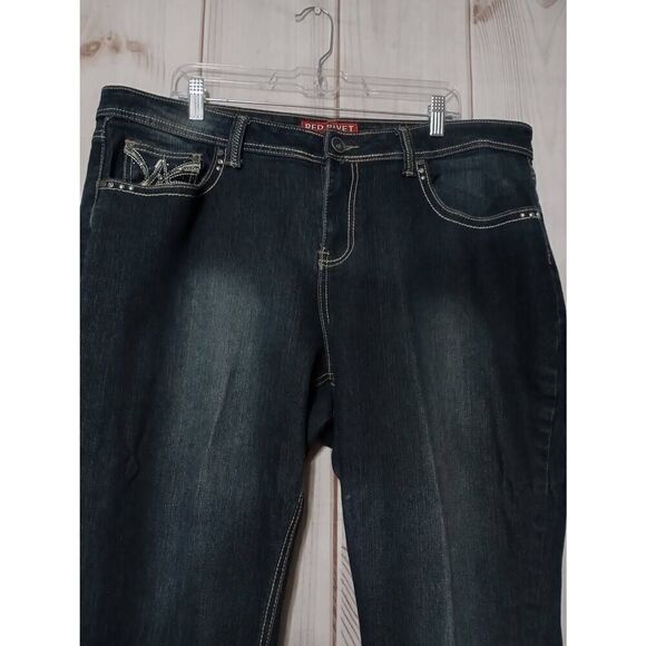 Red Rivet Jeans Ladies‎ 20W Detailed Pocket Straight Leg - Picture 3 of 8